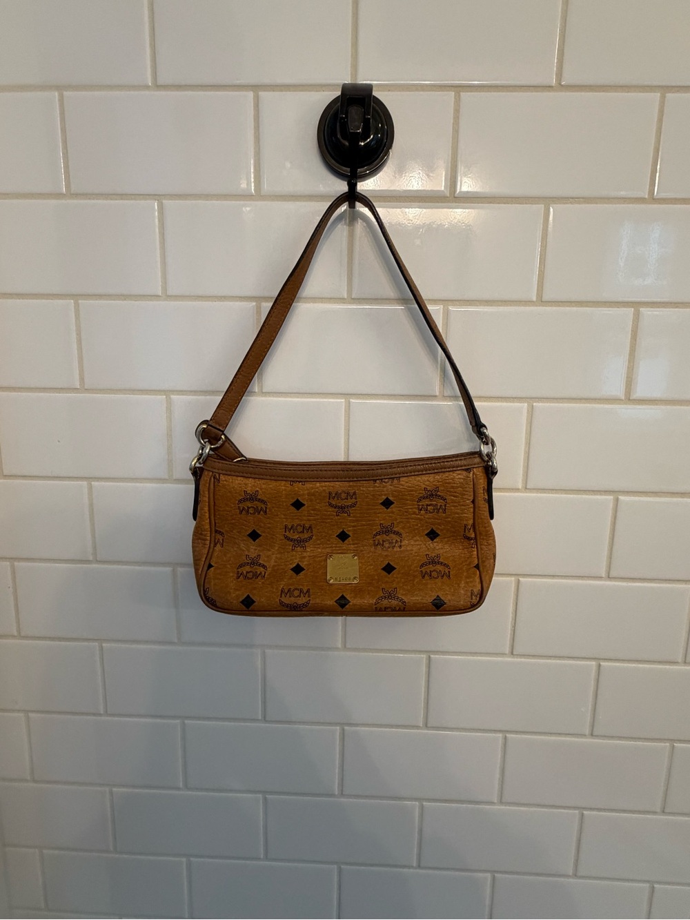 MCM Cognac Monogram Visetos Shoulder Bag